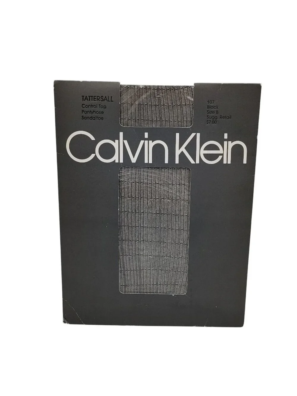 Calvin Klein Fashion Pantyhose Size B Black Control Top Sandaltoe Vintage 1985